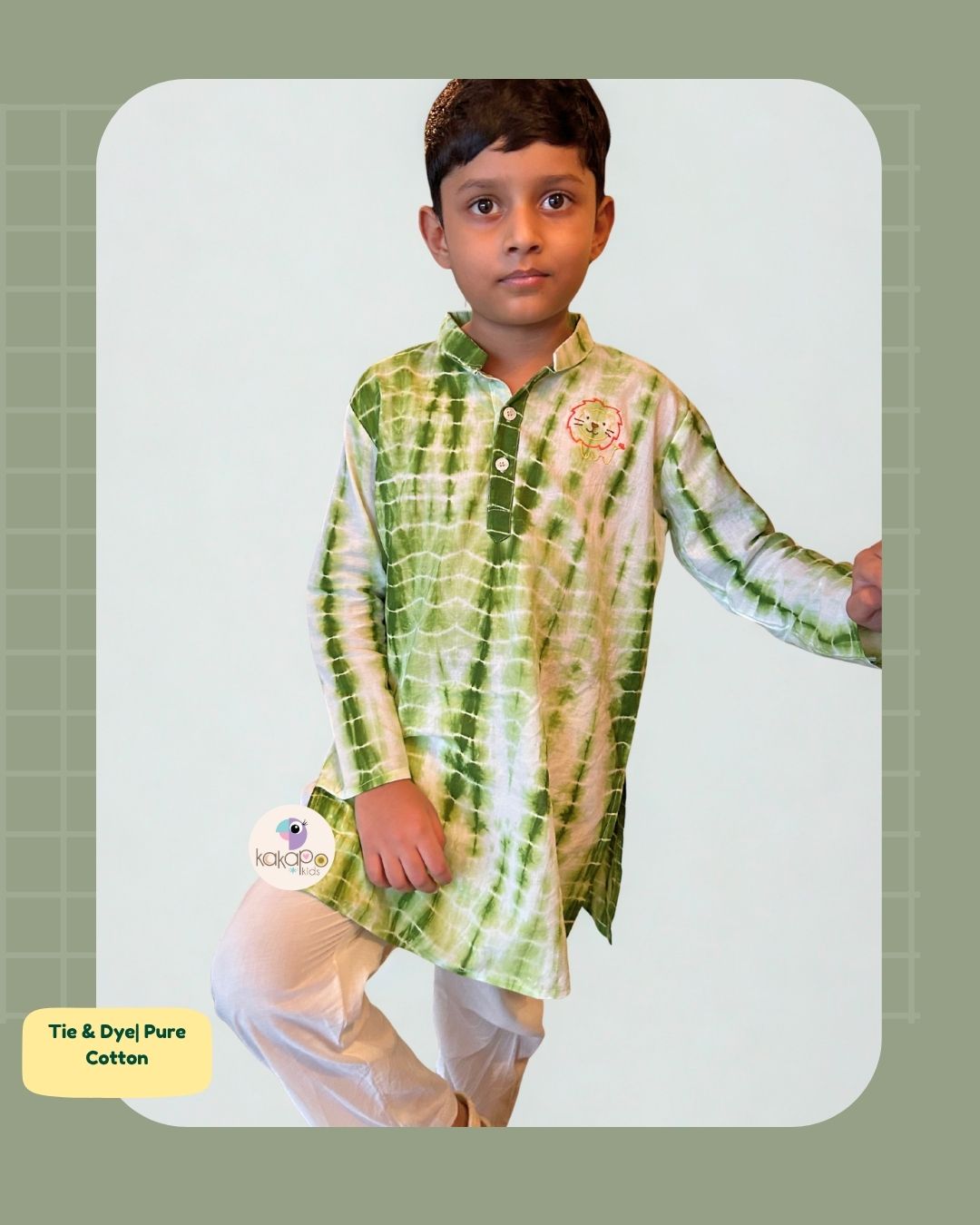 Green Tie and Dye Pure Cotton Kurta