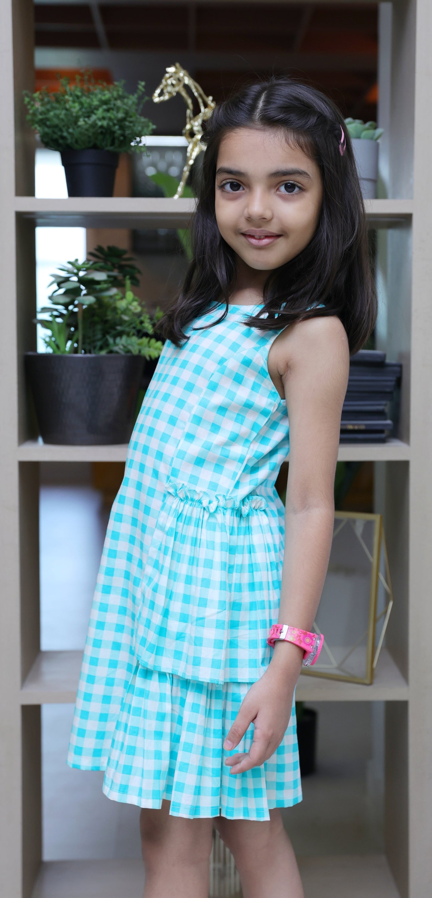 Green checkered dress