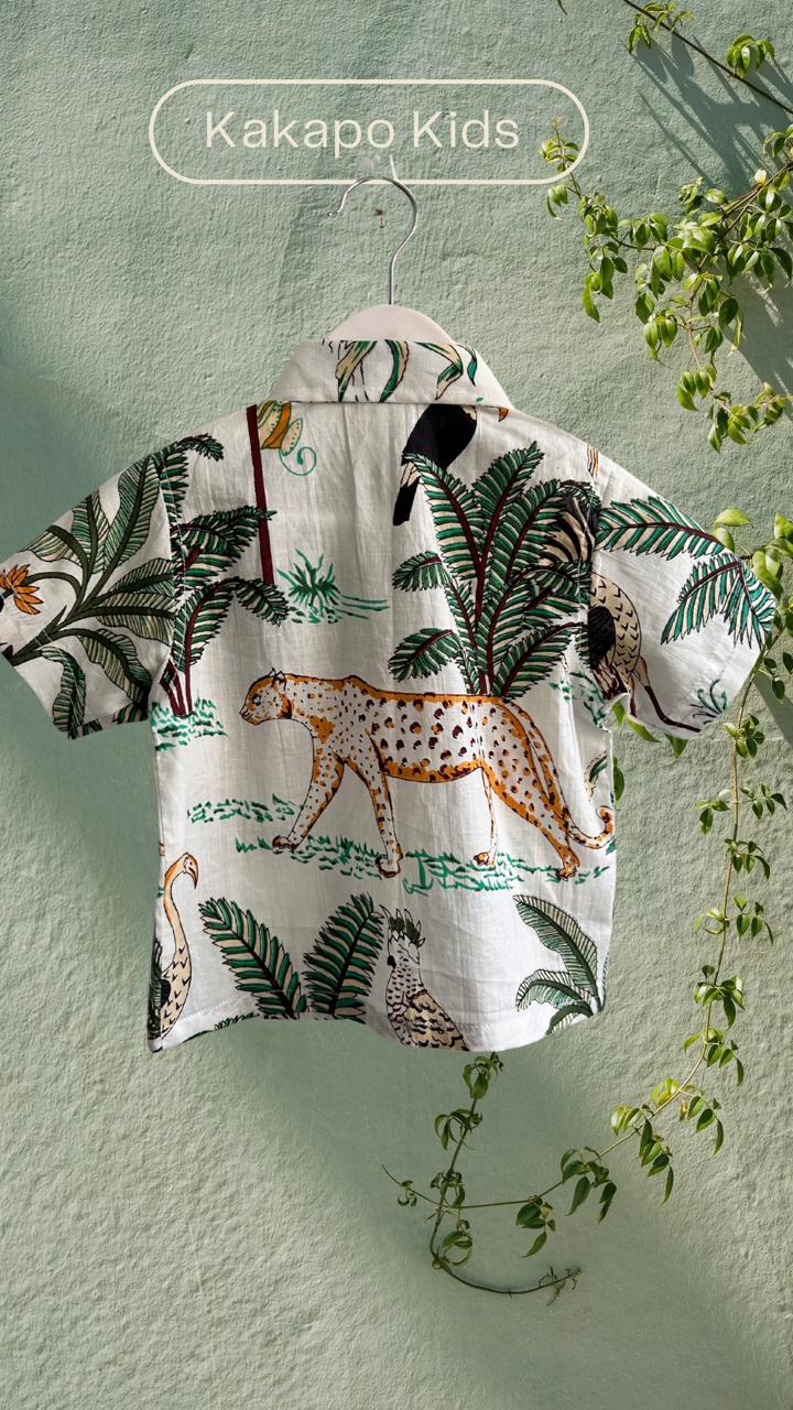 Pure Cotton White shirt with Playful animal print