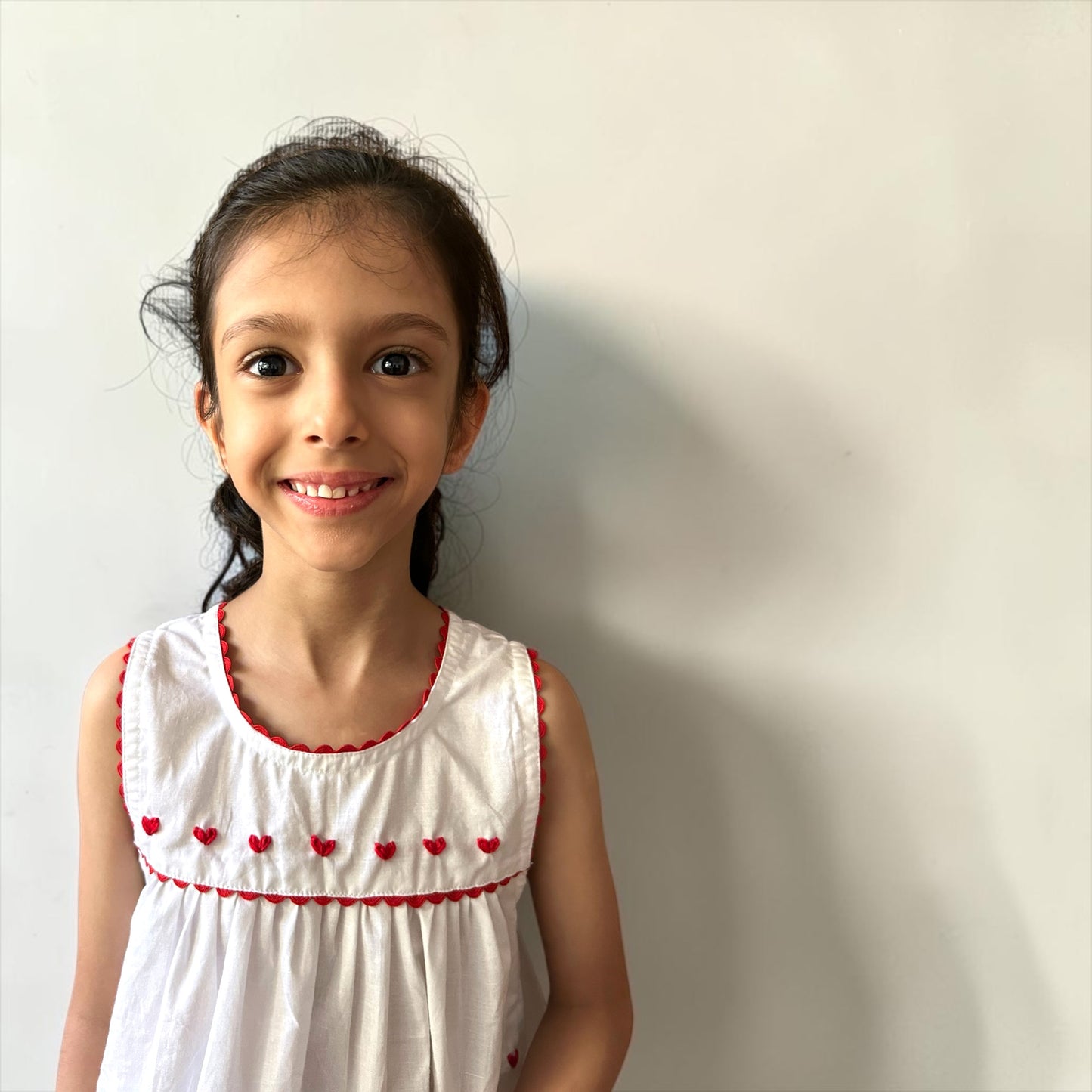 Pure Cotton Hand Embroidery Heart Kurta Set for Girls