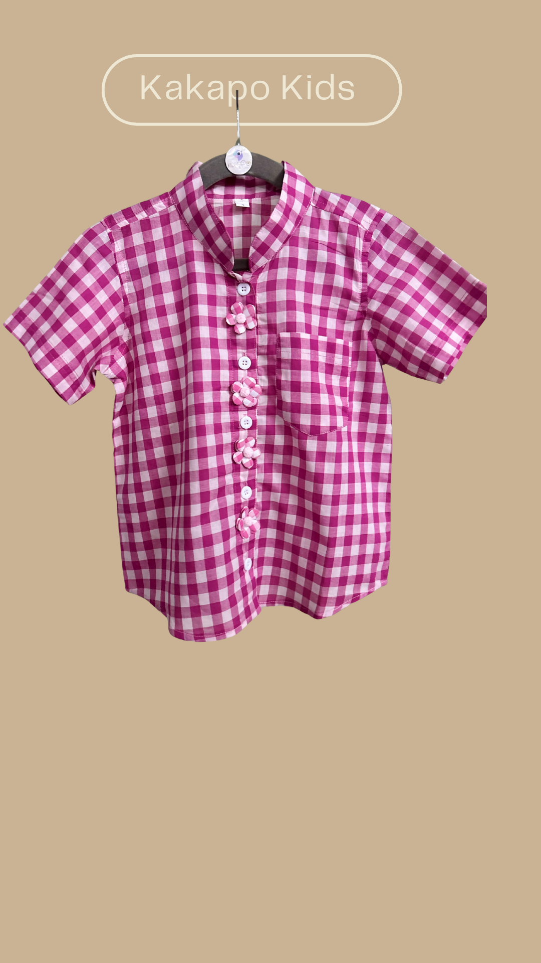 Pink Gingham Flower Button Co-ord Set