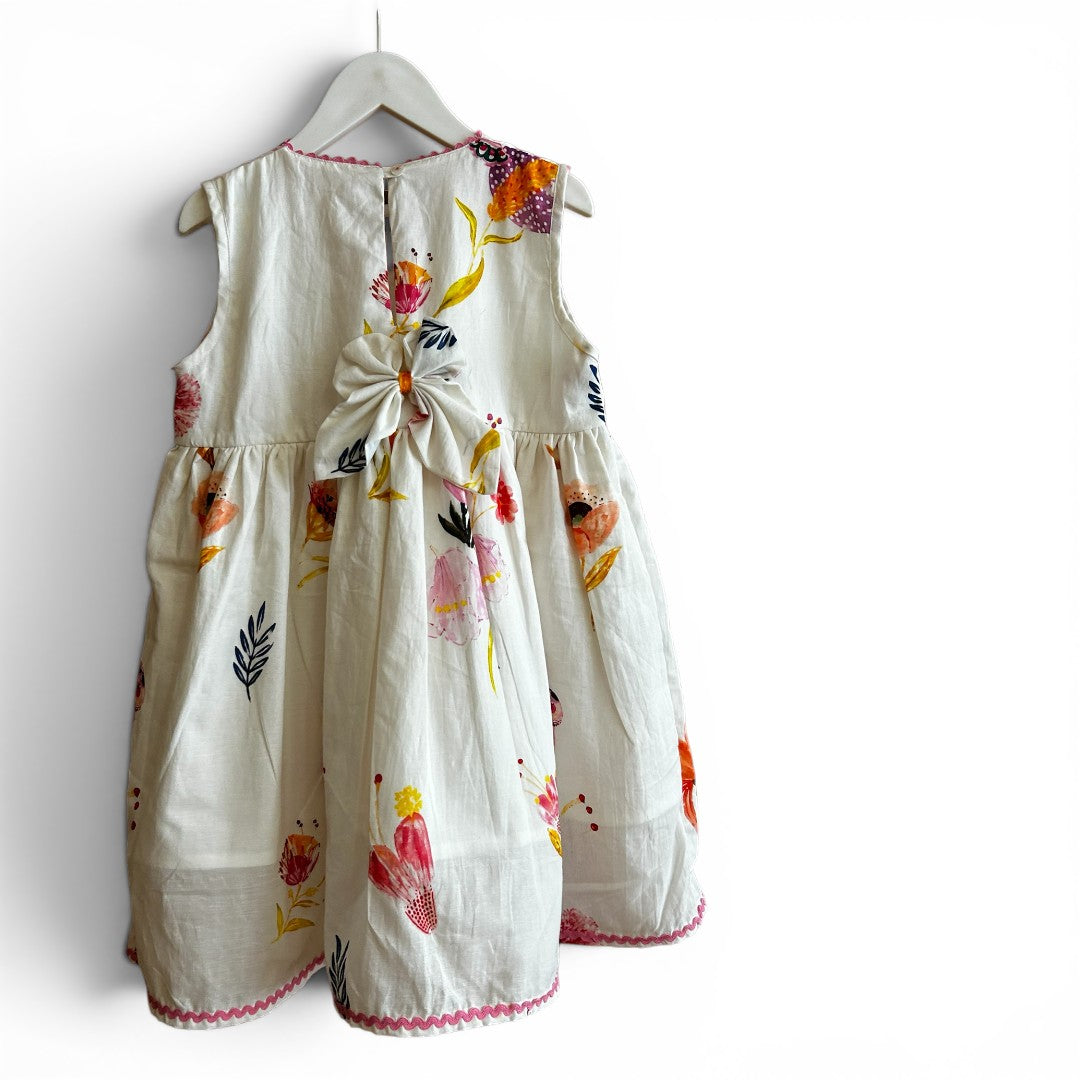 Summer Blooms Pure Cotton Dress with Mul Lining for Girls