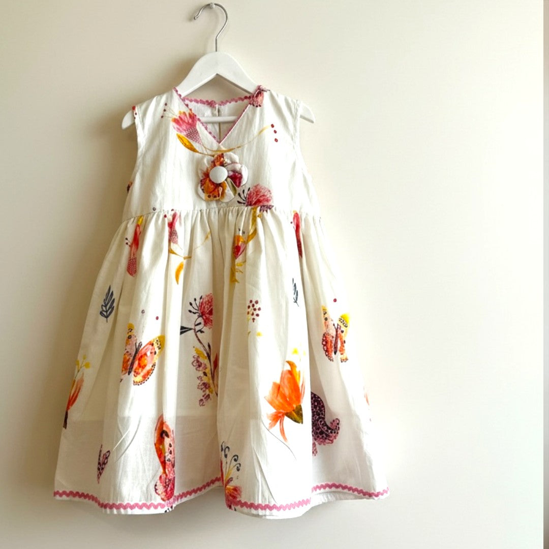Summer Blooms Pure Cotton Dress with Mul Lining for Girls