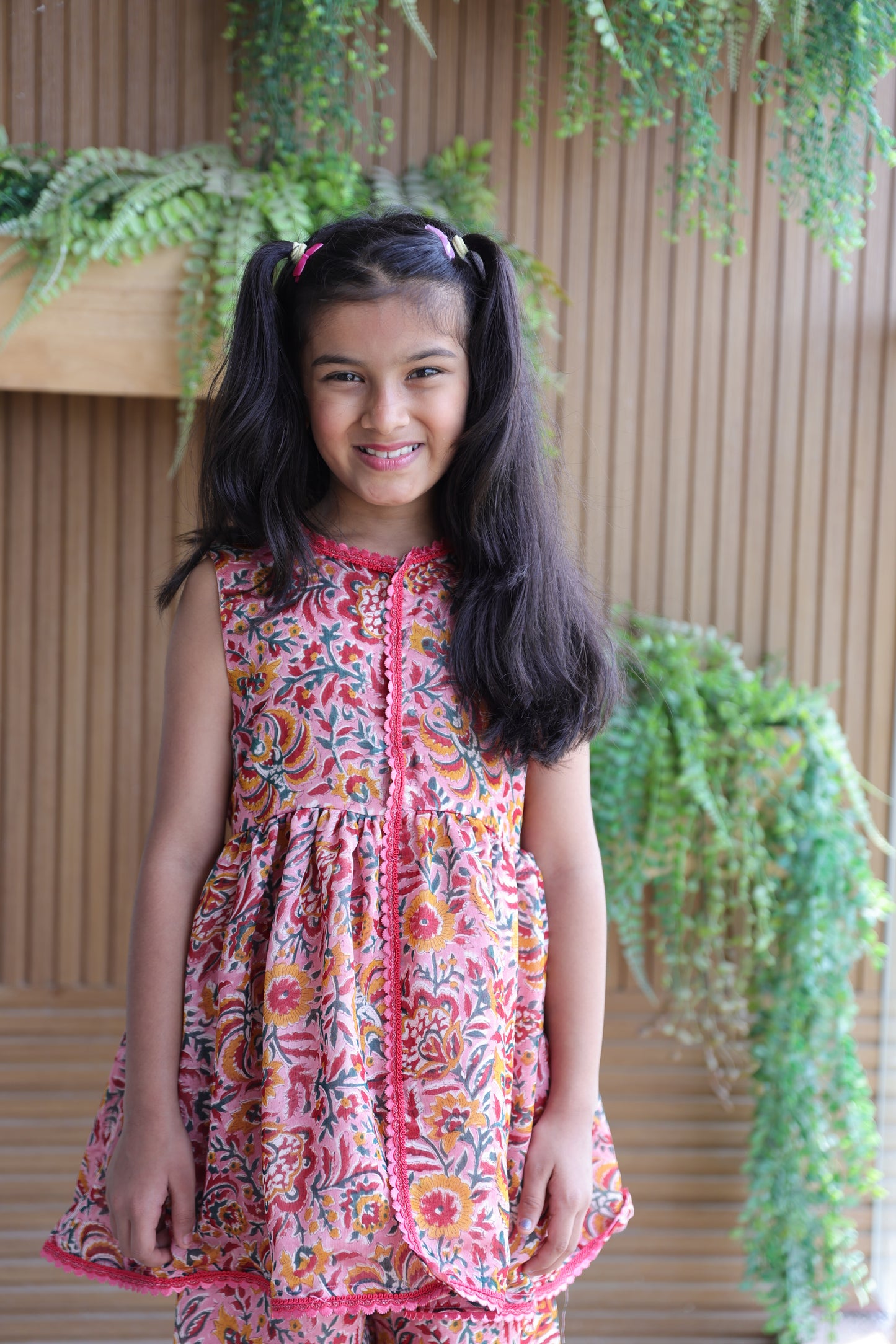 Pink Front Slit Top And Pants