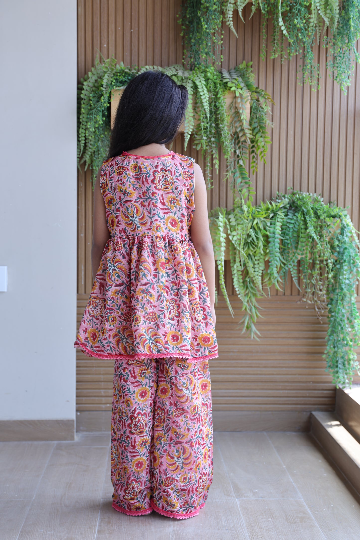 Pink Front Slit Top And Pants