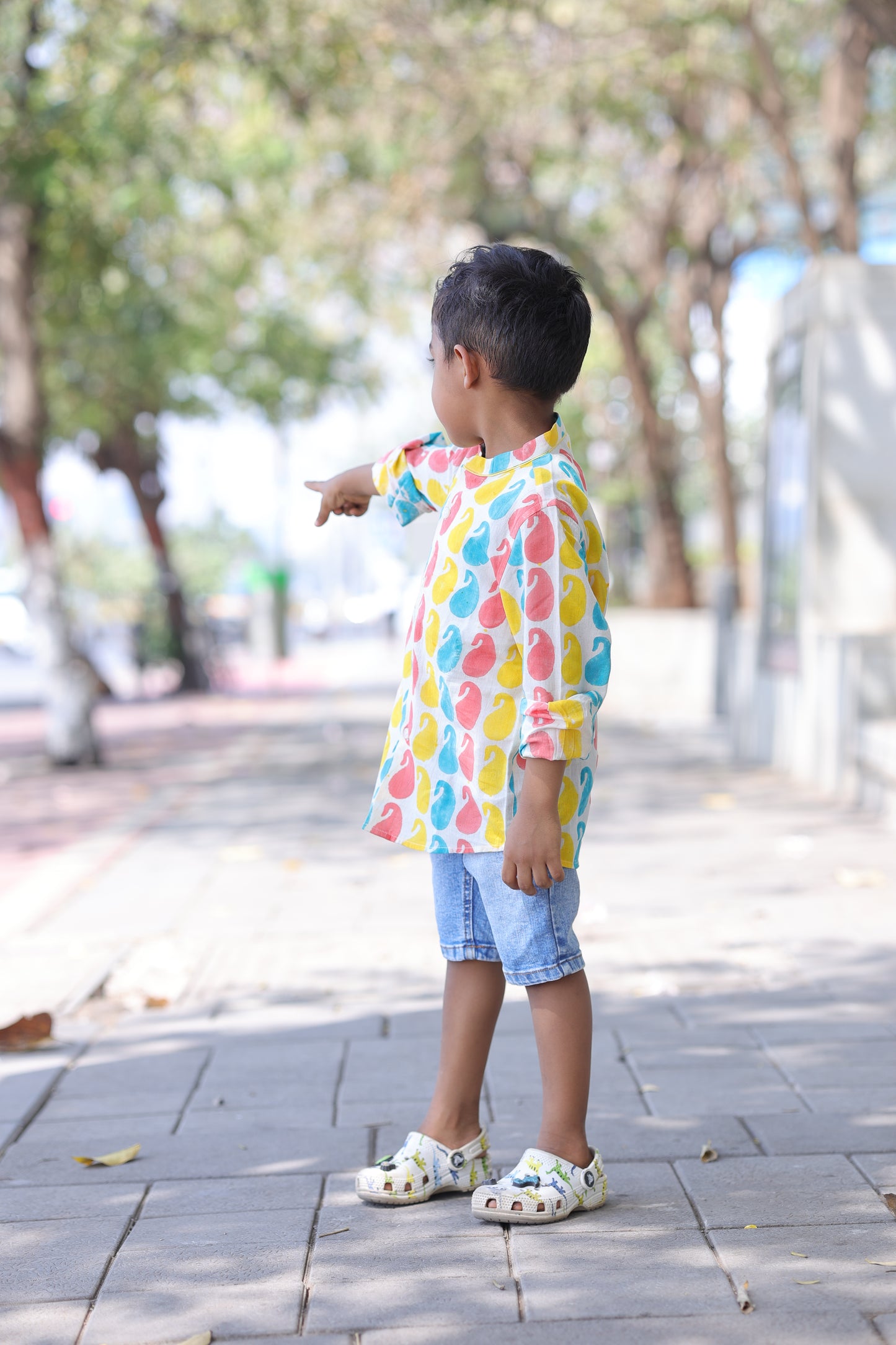 Handblocked Pure Cotton Shirt for Boys