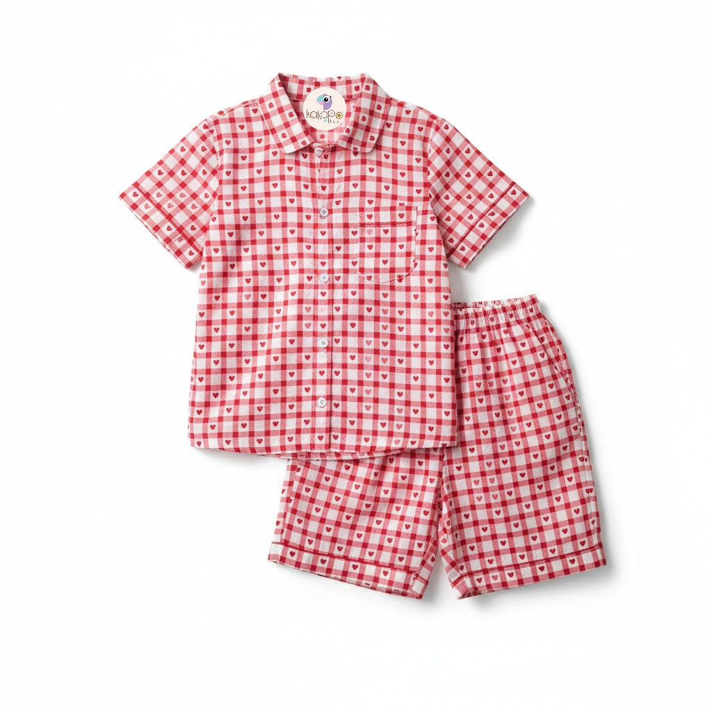 Red Check & Heart Print Coords