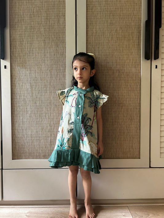 Green Jungle Print Dress