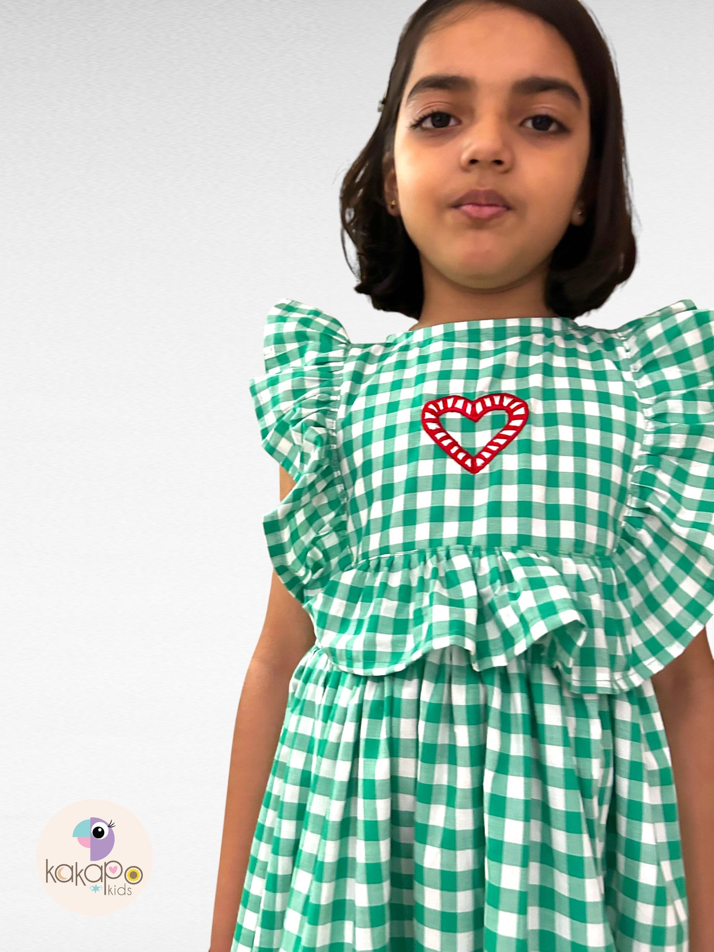 Green Check Ruffle Dress