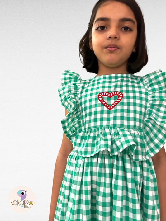 Green Check Ruffle Dress