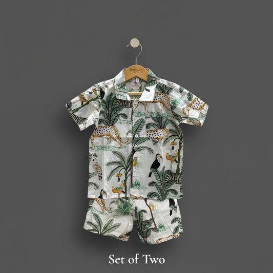 Jungle Safari White Co-ord Set (Pure Cotton)