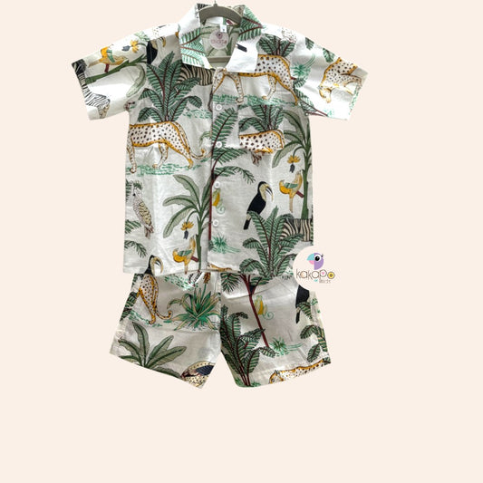 Jungle Safari White Co-ord Set (Pure Cotton)