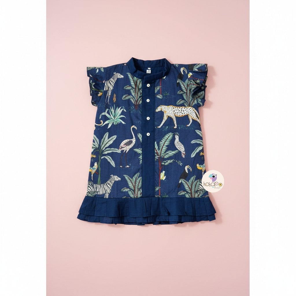 Kakapo Kids Jungle Print Ruffle Hem Dress