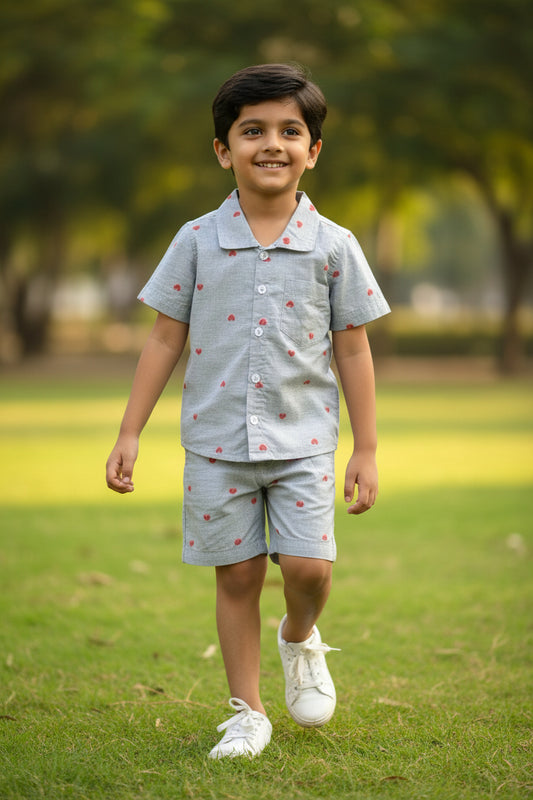 Red Heart on Grey Matching Set