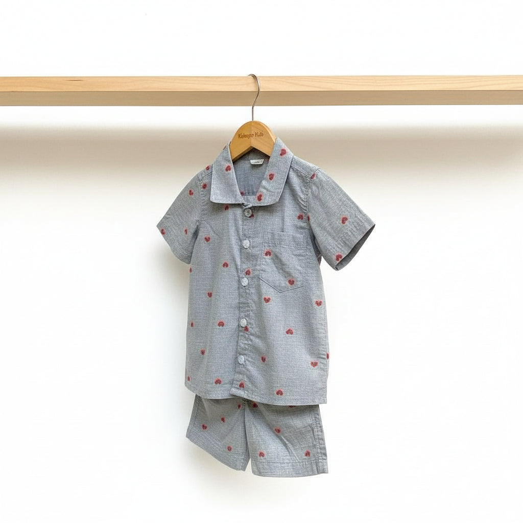 Red Heart on Grey Matching Set