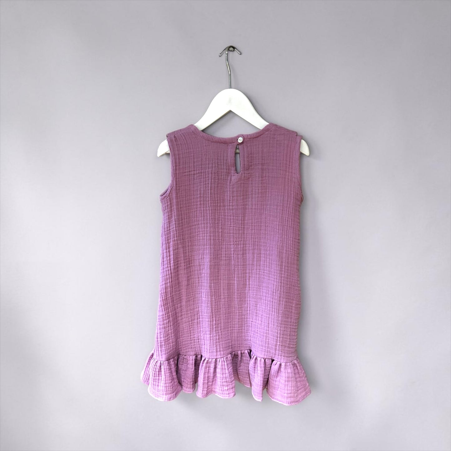 Lavender Muslin Ruffle Dress for Girls | Pure Cotton Double Gauze