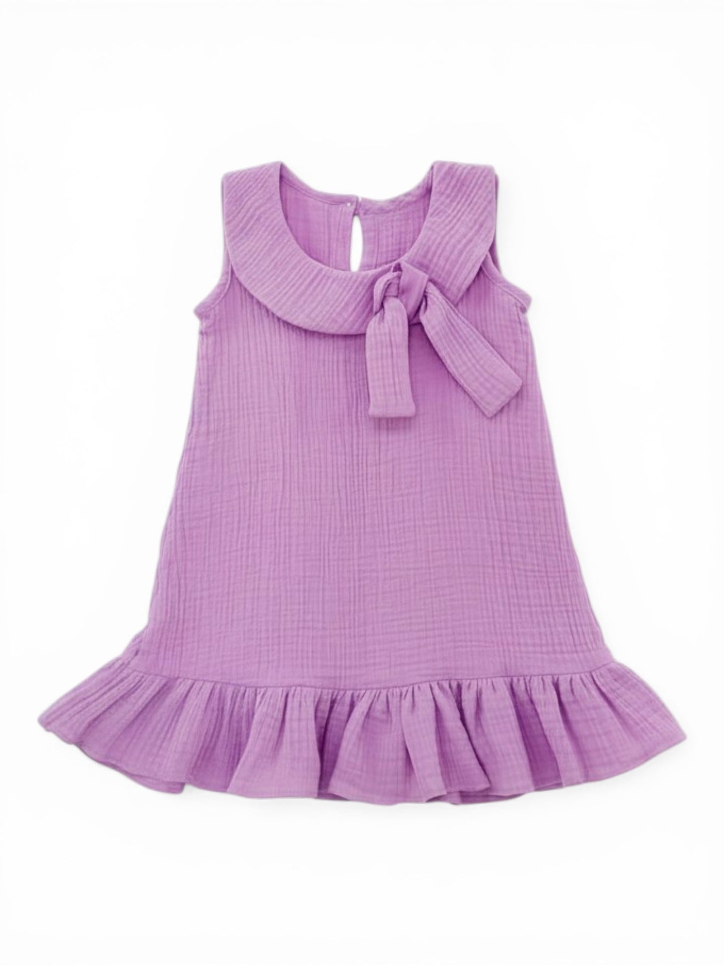 Lavender Muslin Ruffle Dress for Girls | Pure Cotton Double Gauze