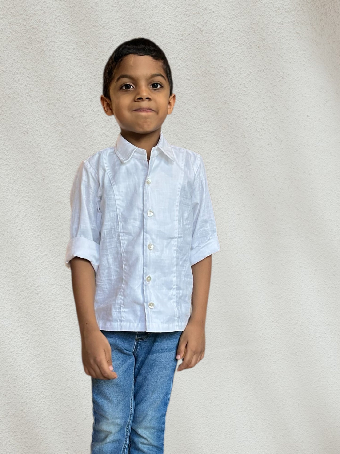 White Cotton Linen Button-Down Shirt
